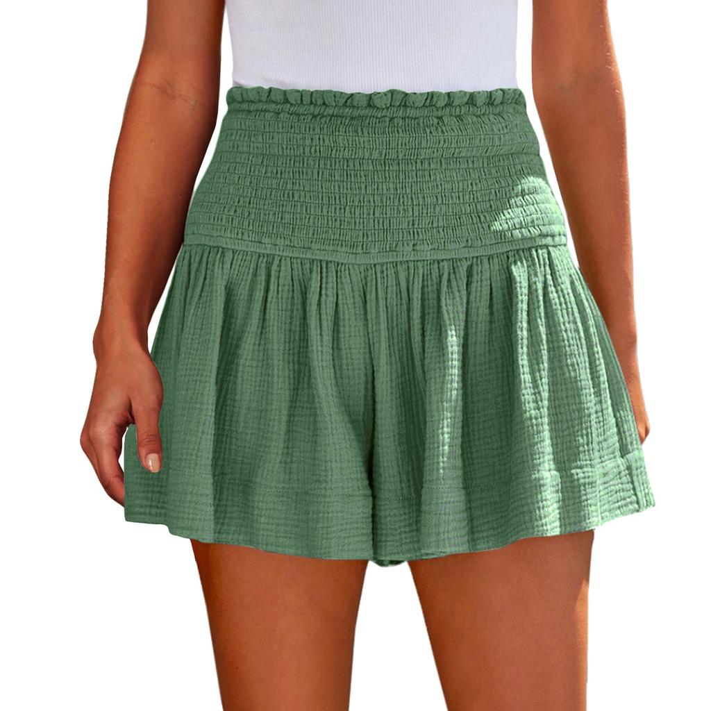 Ladies Casual Large Solid Color Breathable Fashion Wide Leg Shorts
