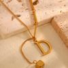 18K Stainless Steel Letter Necklace with Tassel Pendant 