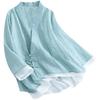 Retro-Ethno-Stil Schwerindustrie Bestickte Bluse Damen Literarische und künstlerische Plattenschnalle Stehkragen Loses Übergrößenhemd Temperamenthemd