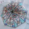 Transparent Glass Painted Umbrella 70% off Automatic Trendy Straight-Handle Umbrella Cute Folding Umbrella for Children and Adults Hepburn Style