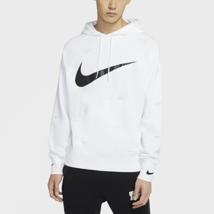 Nike Sportswear Swoosh All Over Print White Fleece Hoodie Unisex DA0111-100