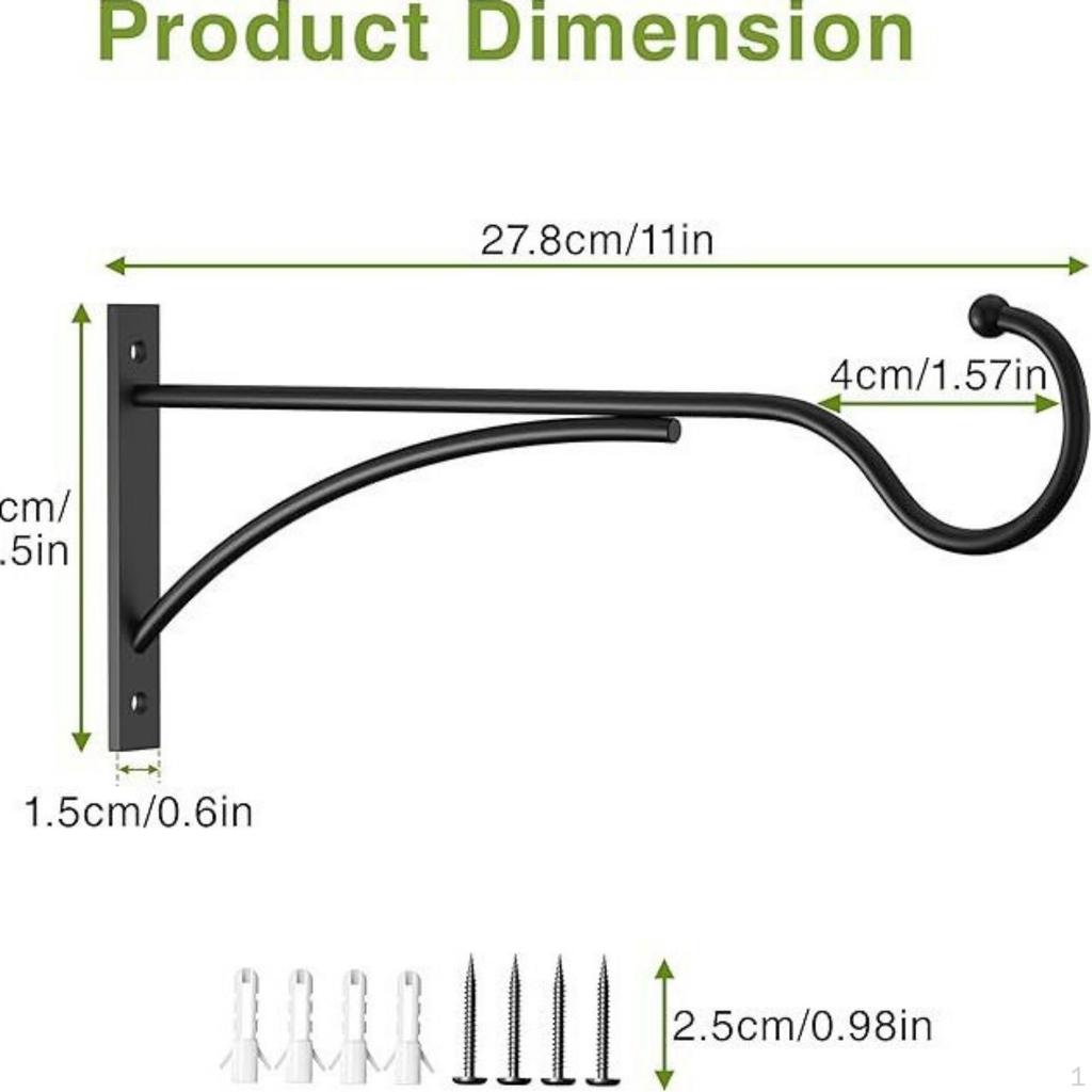 Heavy Duty Bracket Hook | Curved Single Arm Design, Iron Wall Hook, RustResistant, for Garden