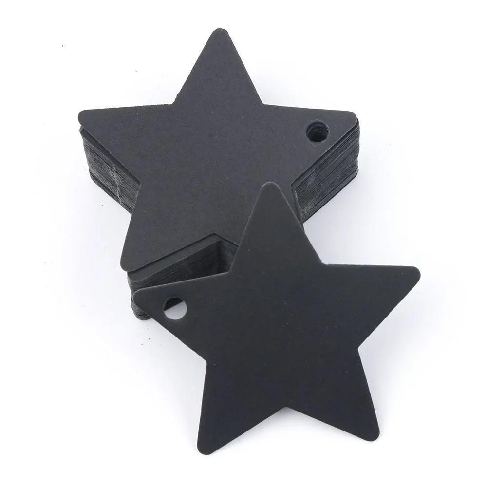 100pcs Five-pointed Star Christmas Wedding Label Party Gift Card Hanging Tags Christmas Ornaments Home Festival Party Supplies