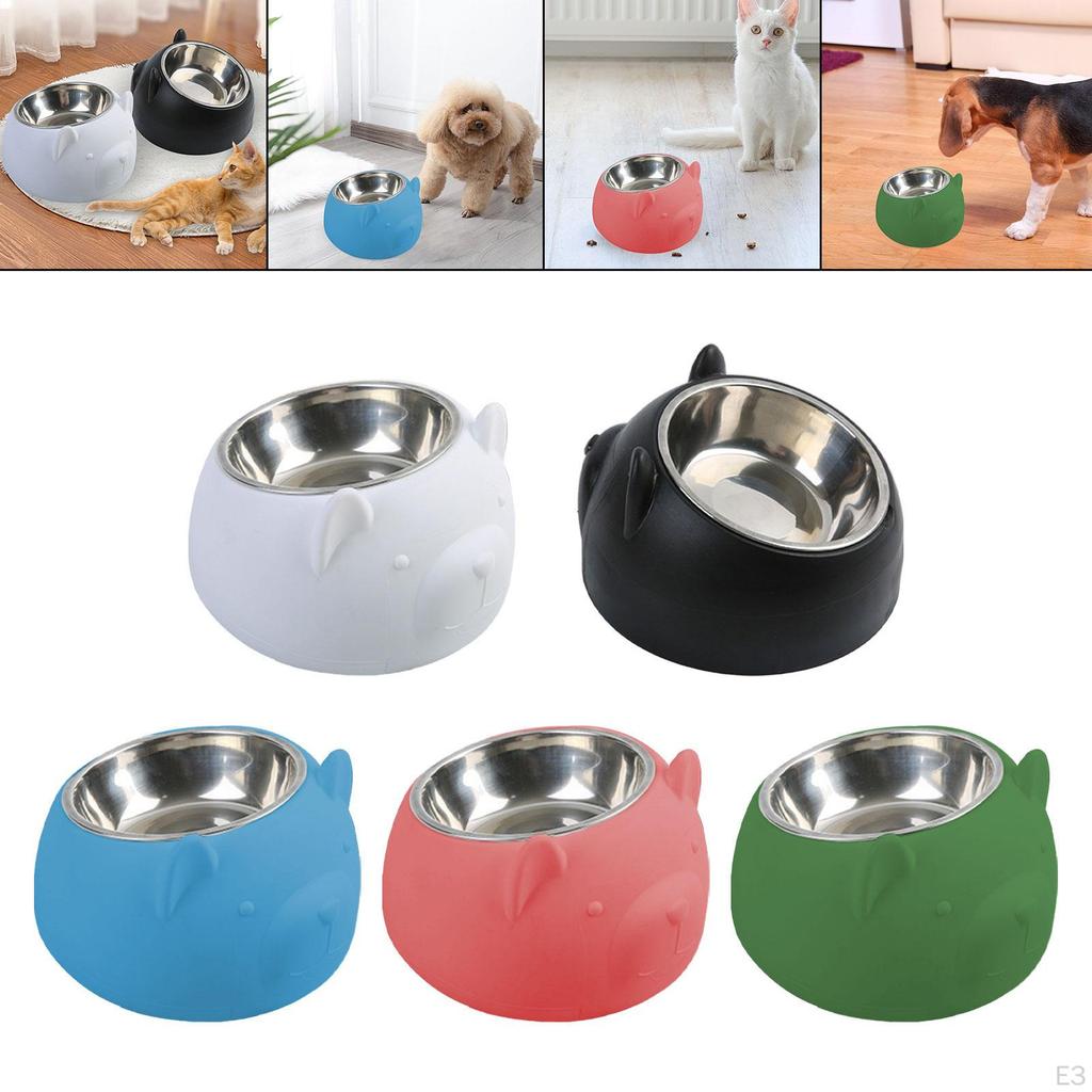 15° Tilted Dog Bowl Slanted Lightweight Cartoon Sturdy Pet Supplies Easy To Food Stainless
