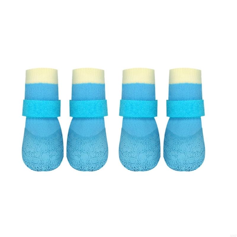 

4 шт. Нескользящая водонепроницаемая обувь для собак с легким надеванием/снятием и дышащим дизайном. Нескользящая обувь для активного отдыха A0KF S синий