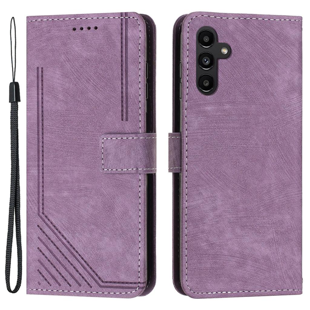 For Samsung Galaxy A55 5G Leather Cover Skin-Feel Finish Line Imprinted Phone Case