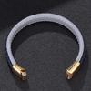 NEW Men Jewelry Braided Leather Bracelet Gold Color Stainlees Steel Bangles Jewellery Gift