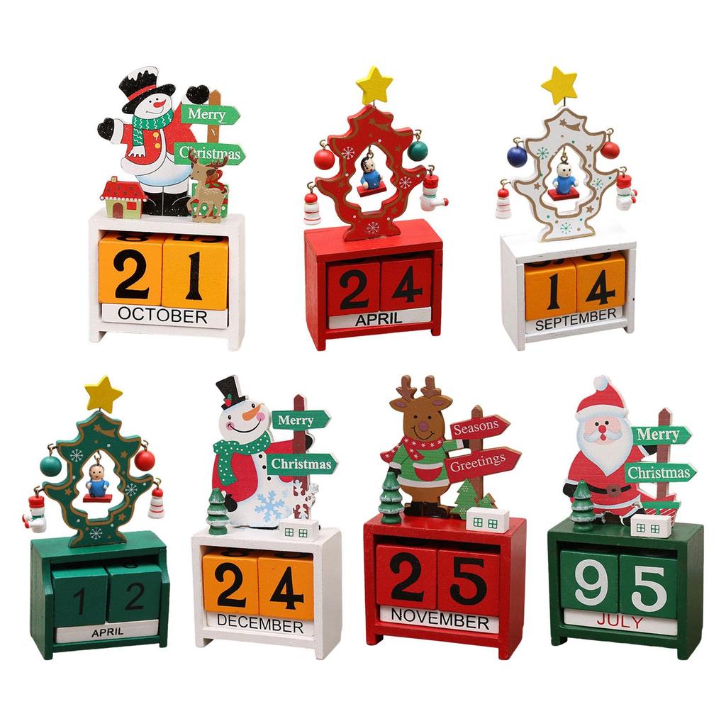 Holiday Wooden Advent Calendar Christmas Countdown Number Blocks Desk Decor for Festive Home