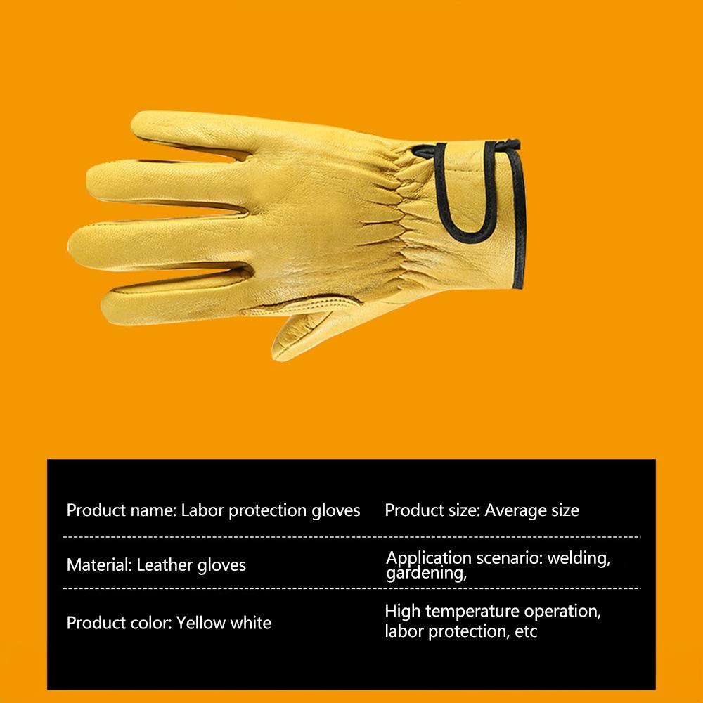 Work Gloves Sheepskin Leather Workers Work Welding Safety Protection Garden Sports Motorcycle Driver Wear-resistant Gloves