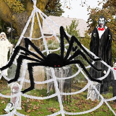 Riesige Spinne 78,7 Zoll Spinne Halloween Dekoration Behaarte Gruselige Requisiten für Festival Garten Rasen Veranda Tür Spukhaus Veranda
