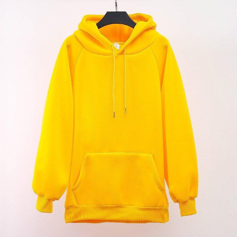 Autumn Winter Women's Fleece Lined Hoodie, Oversized Pullover with Long Sleeves and Solid Color Design, Cozy Warm Sweatshirt for Casual Wear