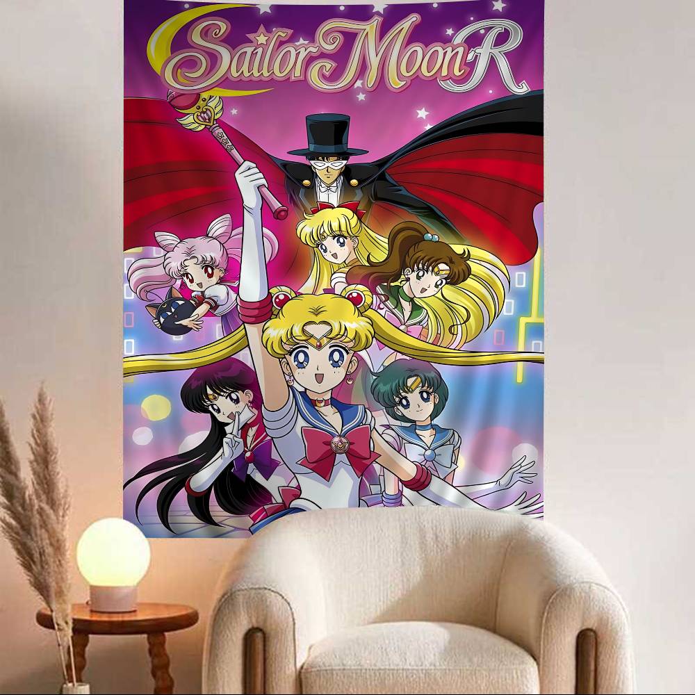 Cartoon SSailor Classic MMoons Printed Large Wall Tapestry Art Science Fiction Room Home Decor Decor Blanket