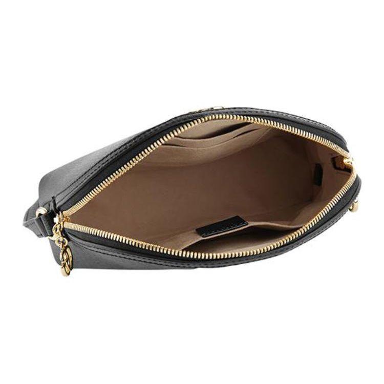 Gucci Ophidia Black Leather Dome Crossbody Bag With Web Stripe