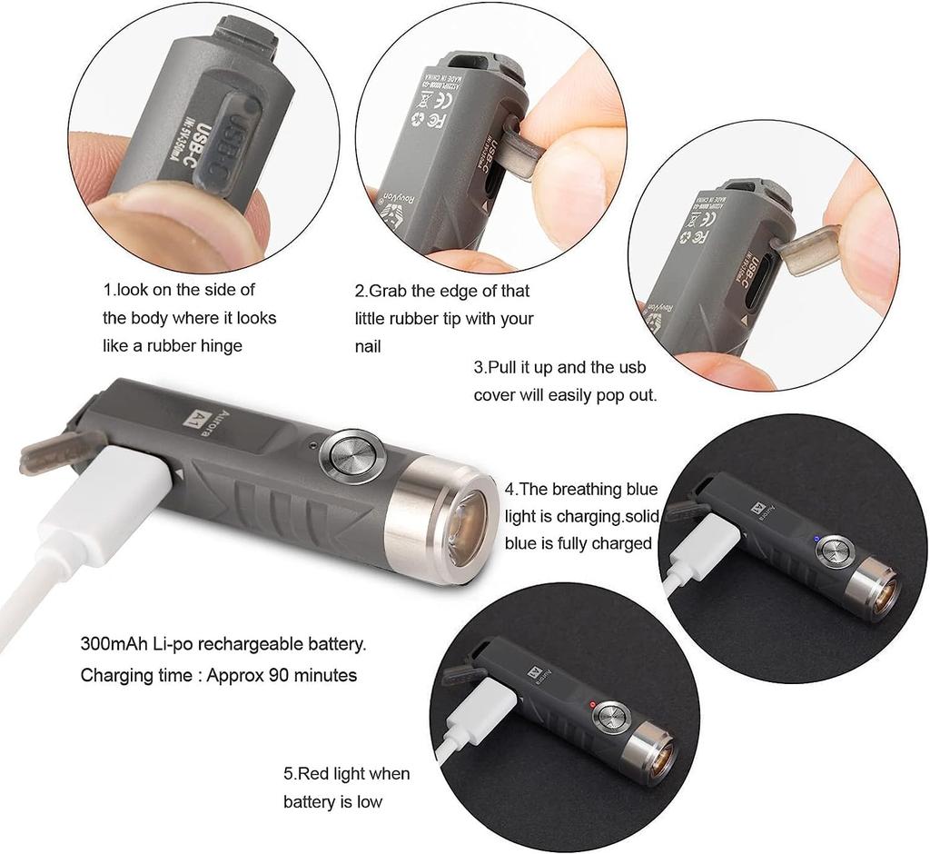 RovyVon A1 Keyring Flashlight Rechargeable 650 Lumens Super Bright Outdoor