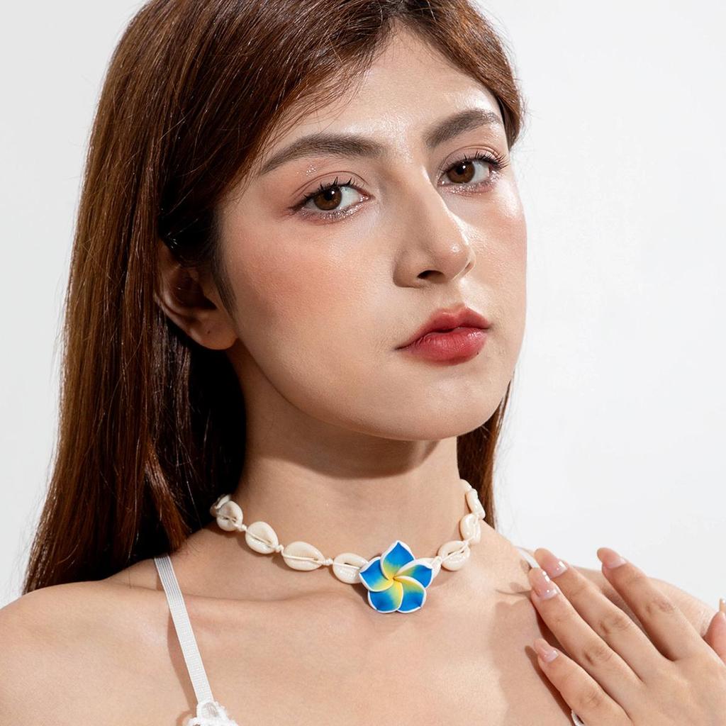 Europe and America Cross-Border New Egg Flower Shell Necklace Women's Jewelry Beach Vacation Style Handmade Woven Shell Necklace
