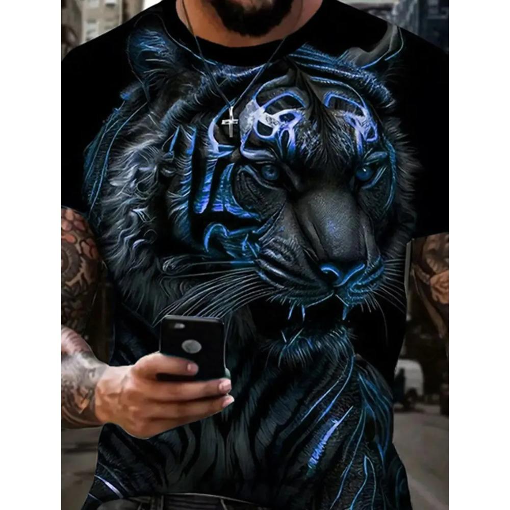 Noble Lion Graphics 3D Print Summer T-shirt Casual O-Neck Fashion Plus Size Short Sleeve Men T-shirts