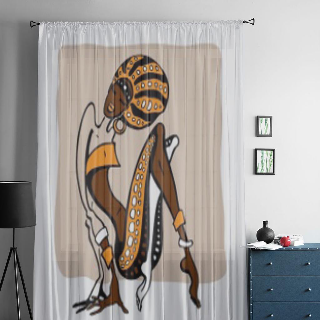Afrikanische Frau im ethnischen Stil, transparente Tüllvorhänge für Wohnzimmer, Schlafzimmer, Küchendekoration, Voile-Organza-Vorhänge