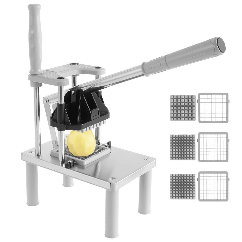 Nerezový kráječ na hranolky Komerční sekáček na zeleninu a ovoce Manuální kostičkovač jídla Se 4 náhradními čepelemi Kuchyňské vychytávky