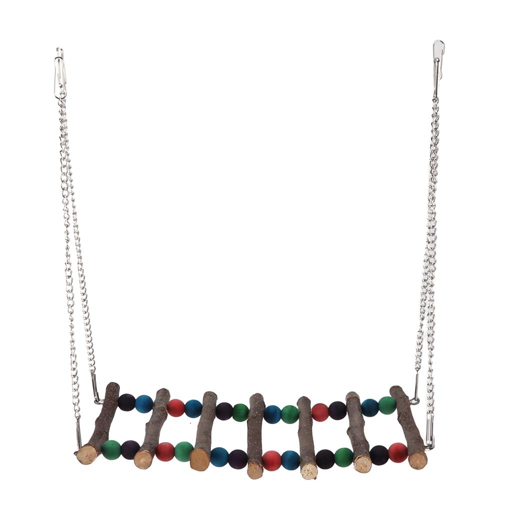 Papagei Schaukel Hängebrücke Bunte Perlen Holz Kletterleiter Spielzeug für Kleinvogel Papagei Doppelte Perlen Siebte