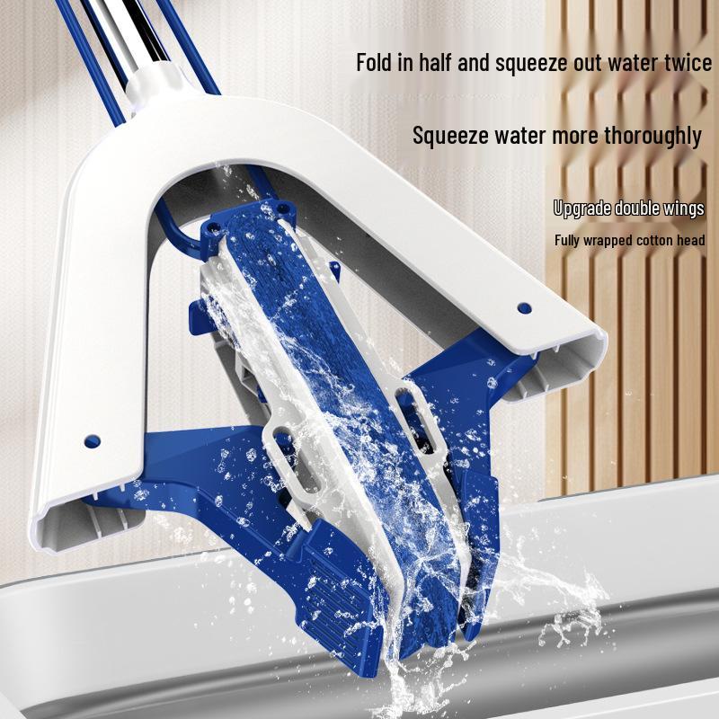 Sponge Mop: Foldable, Hand-Free Cotton Mop for Easy Water Absorption