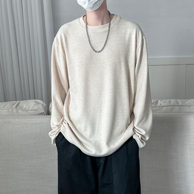 2024 Autumn British Striped T-Shirt Men Korean Soild Color Casual T Shirt Men Long Sleeve Pullover Tops