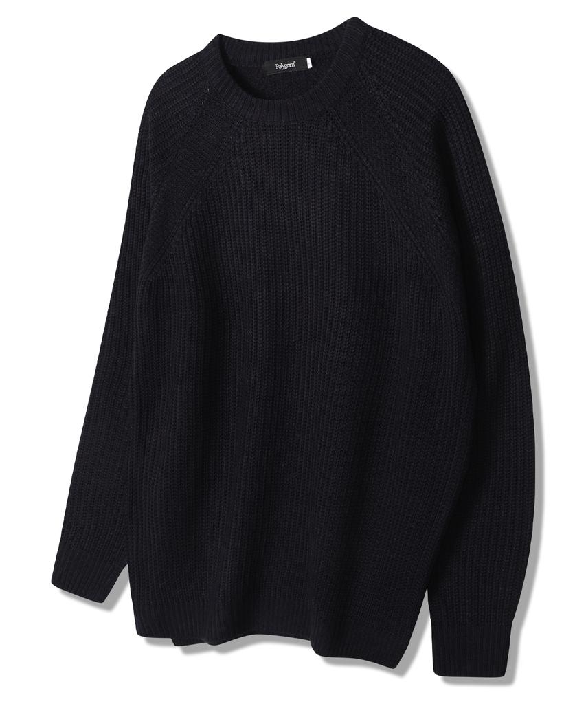 POLYGRAM Side Slit Raglan Round Knit - 4 Colors