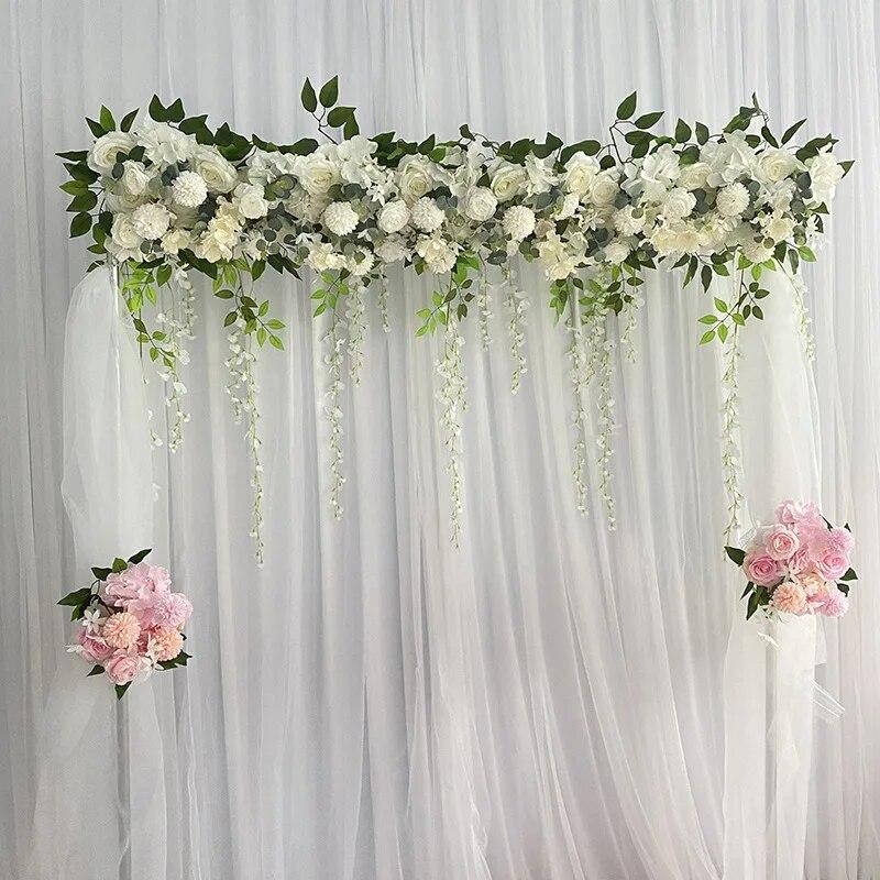 100CM DIY Wedding Flower Wall Arrangement Supplie Silk Peonie Rose Artificial Floral Row Decor Marriage Iron Arch Backdrop Decor