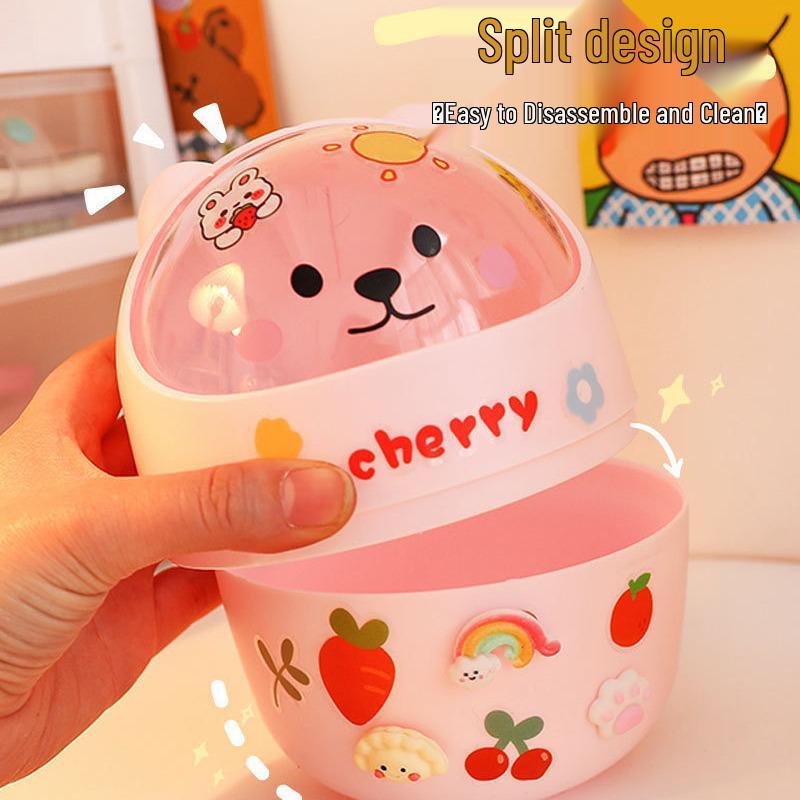 Girly Lidded Storage Box & Pen Holder Mini Desktop Trash Can