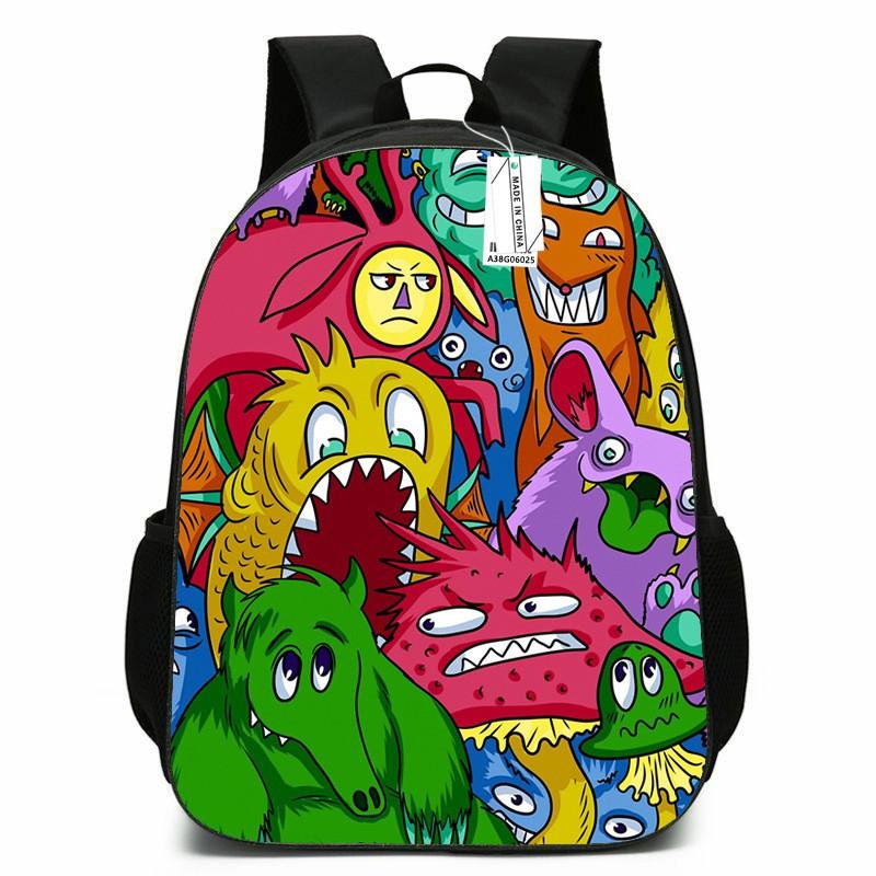 Zaino Scolastico per Bambini Ragazzi Ragazze - Carino Design Mostro Cartone Animato Tessuto Oxford Leggero Spallacci Imbottiti Traspiranti Grado