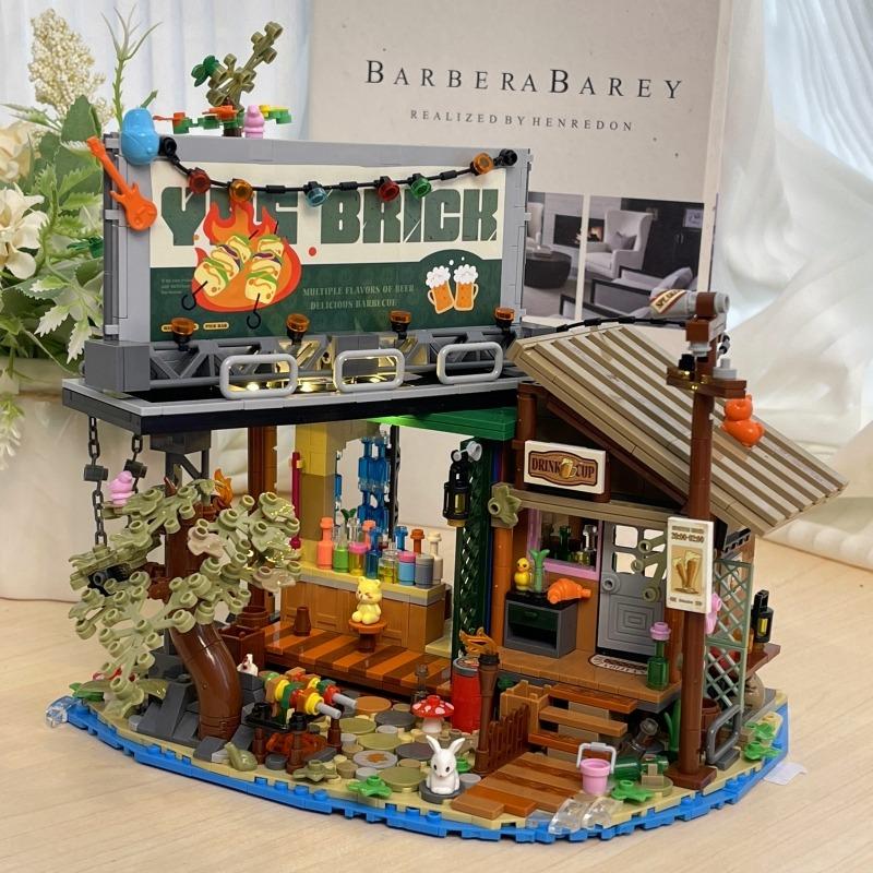 New Building Blocks Pier Bar Assembly Forest Wooden House Building Blocks Street View Ornament Children'S Puzzle Toy Gift