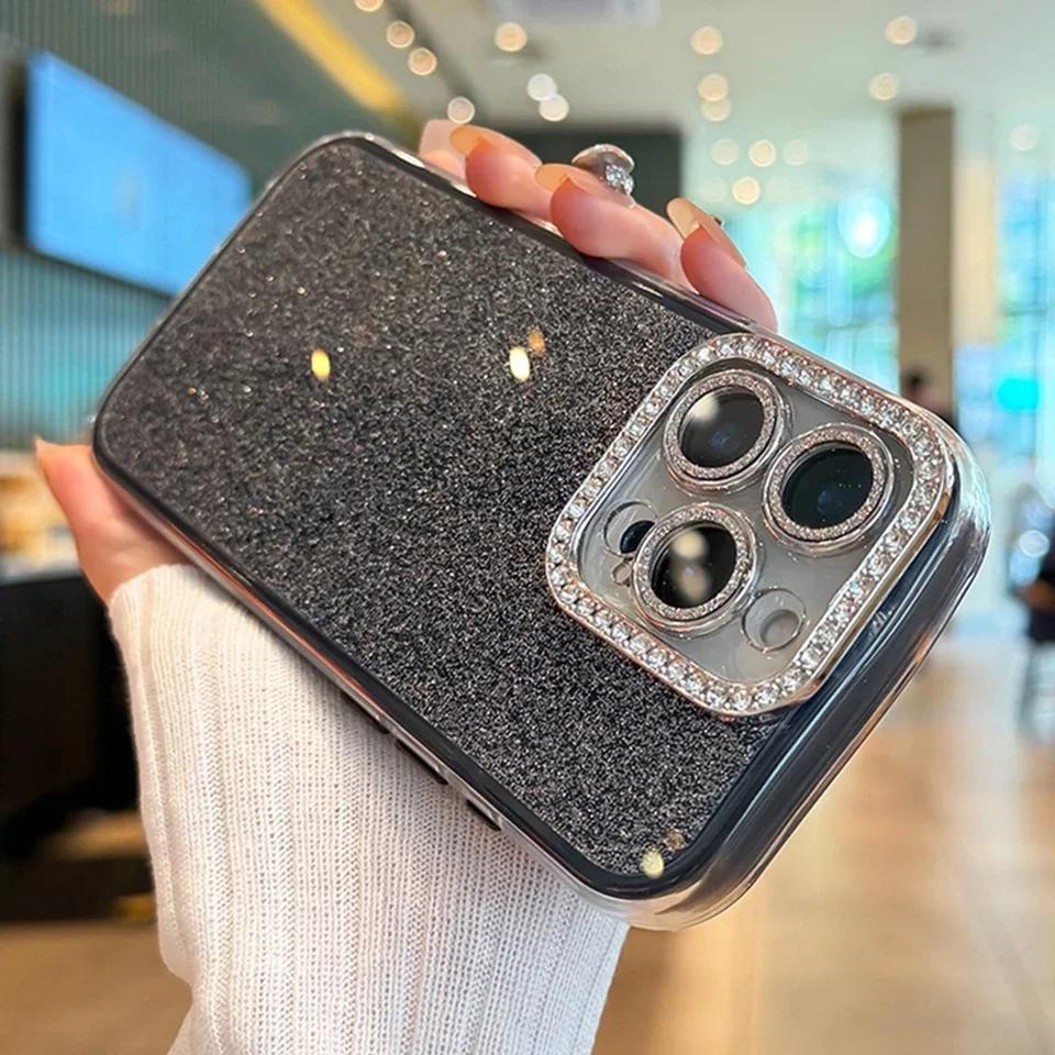 

Чохол для телефону з блискітками та метеликом для iPhone 16 15 14 13 12 11 Pro Max Plus Силіконовий діамантовий протектор Ударостійка кришка For iPhone 13 Pro