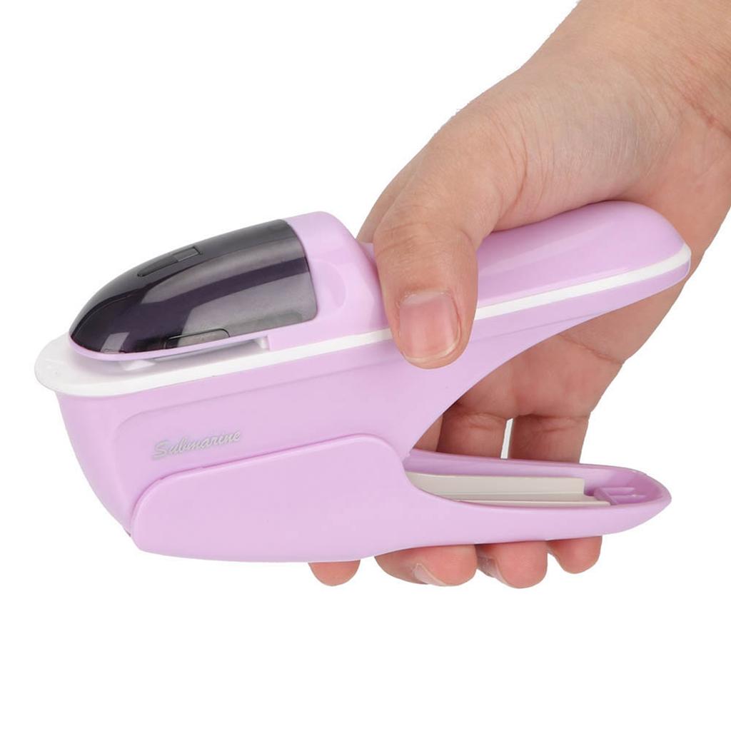 ABS No Staple Stapling Machine Book Paper StaplE Free Stapler Binding Hand Tool(Purple)