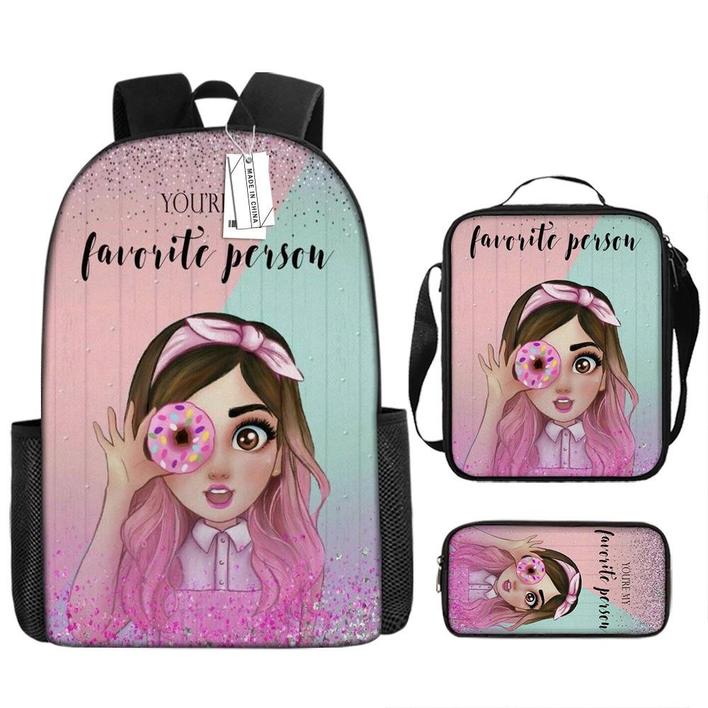 Luxury Novelty Peculiar Funny Cool Donut 3D Print 3pcs/Set Pupil School Bags Laptop Daypack Backpack Lunch Bag Pencil Case