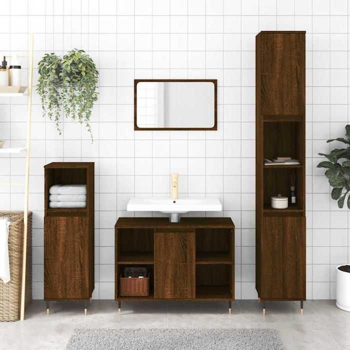 VidaXL Bathroom Cabinet Brown Oak 30x30x100 Cm Engineered Wood 831555