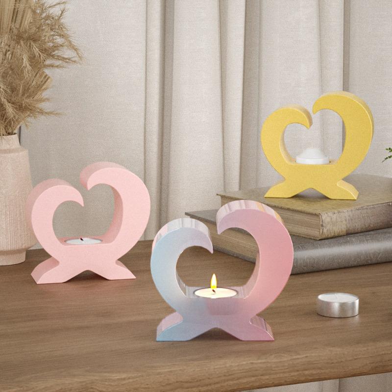 DIY Heart Shaped Candle Ornament Silicone Mold Candle Holder Base Ornament Plaster Cement Resin Mold Home Decoration