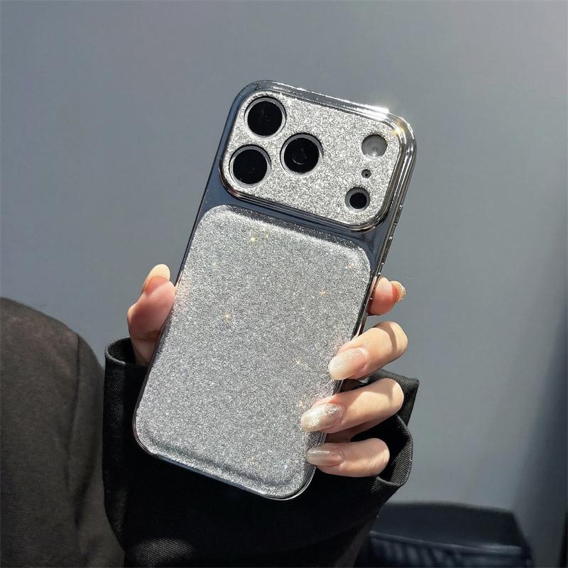 Luxury Glitter Sand Phone Case For iPhone 17 16 15 14 13 Pro Max Electroplated Silicone Frame Lens Protector Shockproof Cover