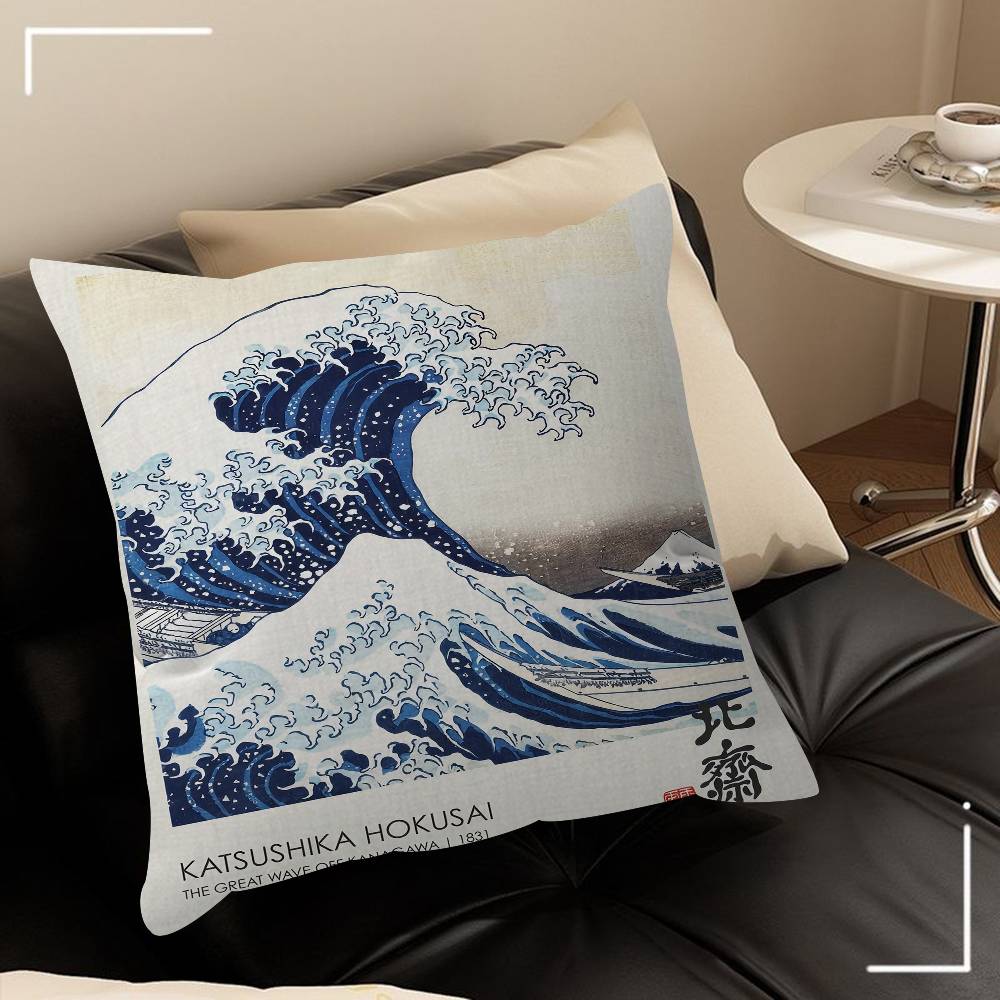 Vintage Ukiyoe The Great Wave Off Kanagawa Pillowcase Toon Gift Cushion Cover Bedroom Home Sofa Chair Seat Decor Pillow Case