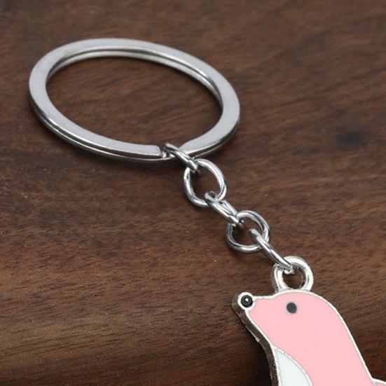 Keychain with Seal Pendant Lightweight Portable Keyring Creative Design Multiple Colors