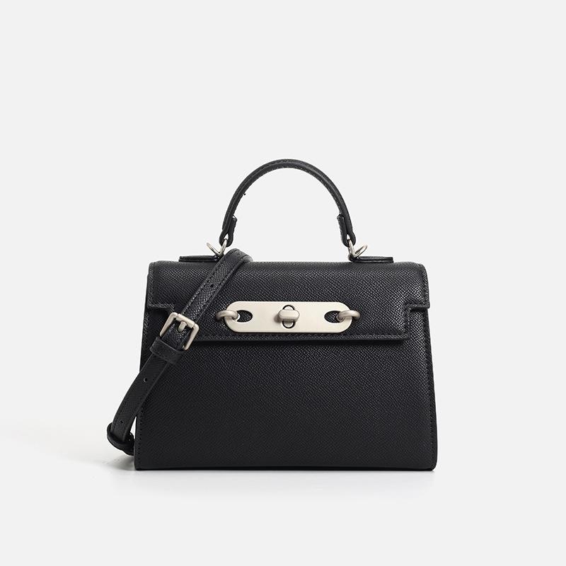 Light luxury soft leather Kelly bag, textured handbag, 2024 spring new fashion versatile shoulder and crossbody small bag Default чёрный