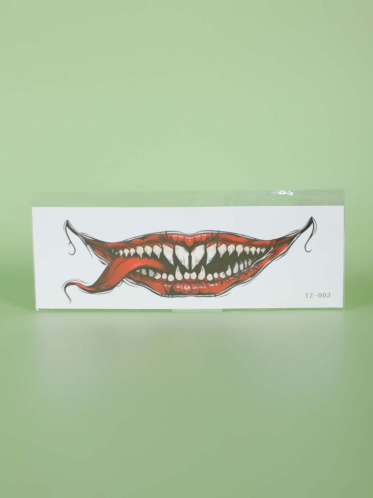 Body Art Colorful Halloween Horror Big Mouth Face Terrifying Pranking Tattoo Sticker Funny Makeup Party Waterproof Color Sticker