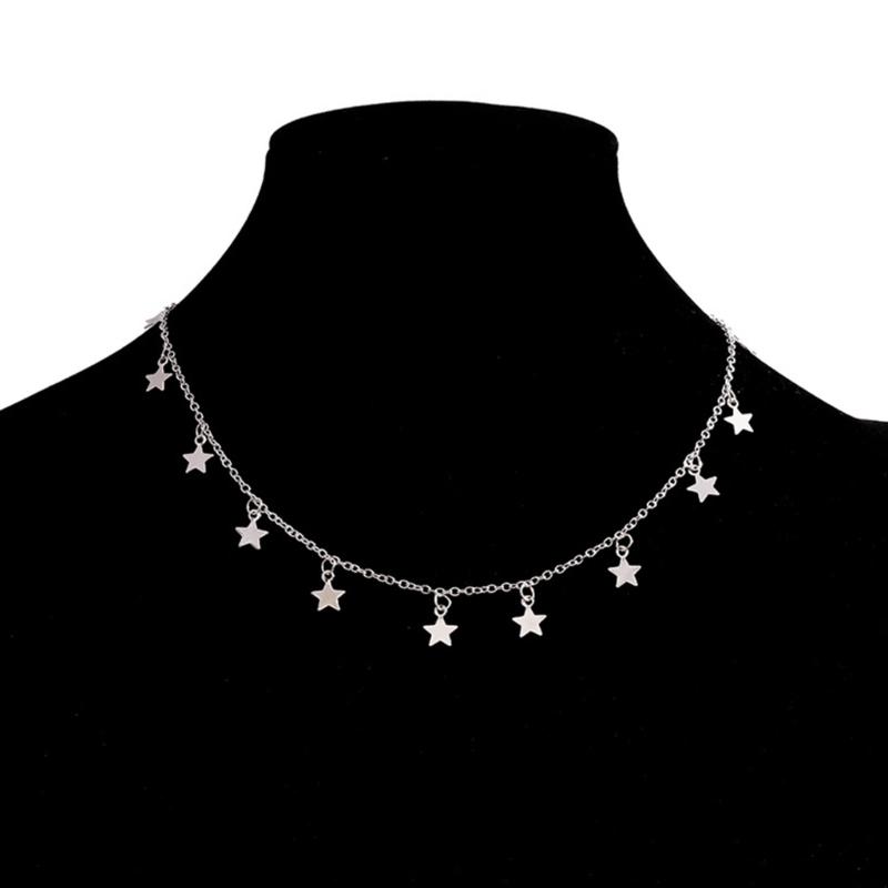 Star Necklace Pendant Chain Necklace Star Pendant Collar Clavicle Star Pendant Necklace Alloy Material for Women Girls