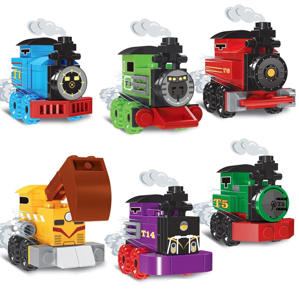6pcs/set City Train Model Building Blocks Vehicles Egg Children Kids Toys Car Vehicle Cars Geometric Shape Bricks Toy