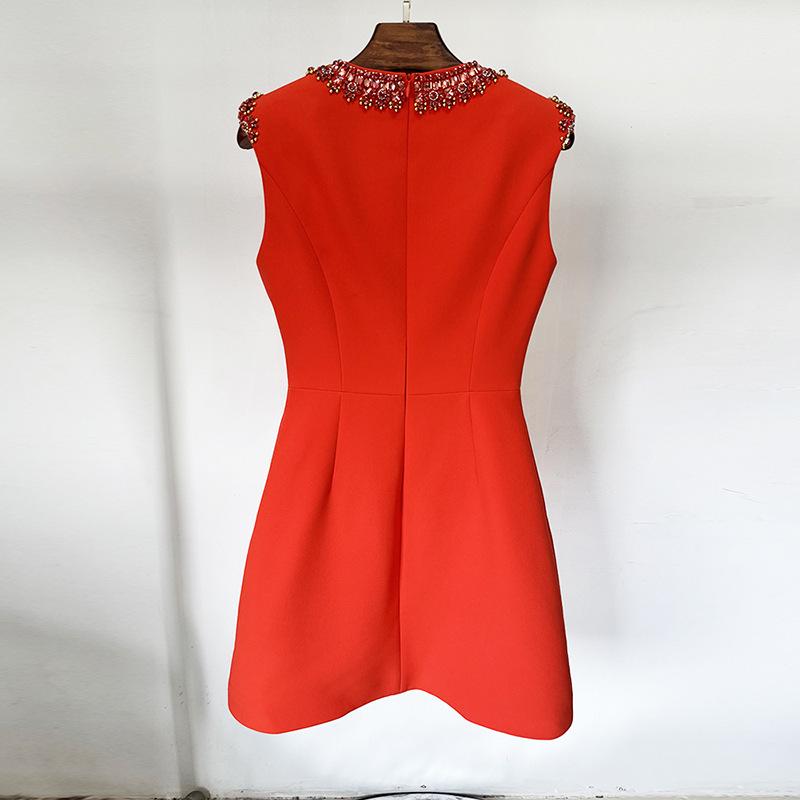 High Street Fashion Spring 2026 Rhinestone Mesh Beaded Vest Dress