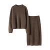 2026 Madder Brown Knit Sweater & Half Skirt Set in Heavyweight Pure Cashmere & Mulberry Silk