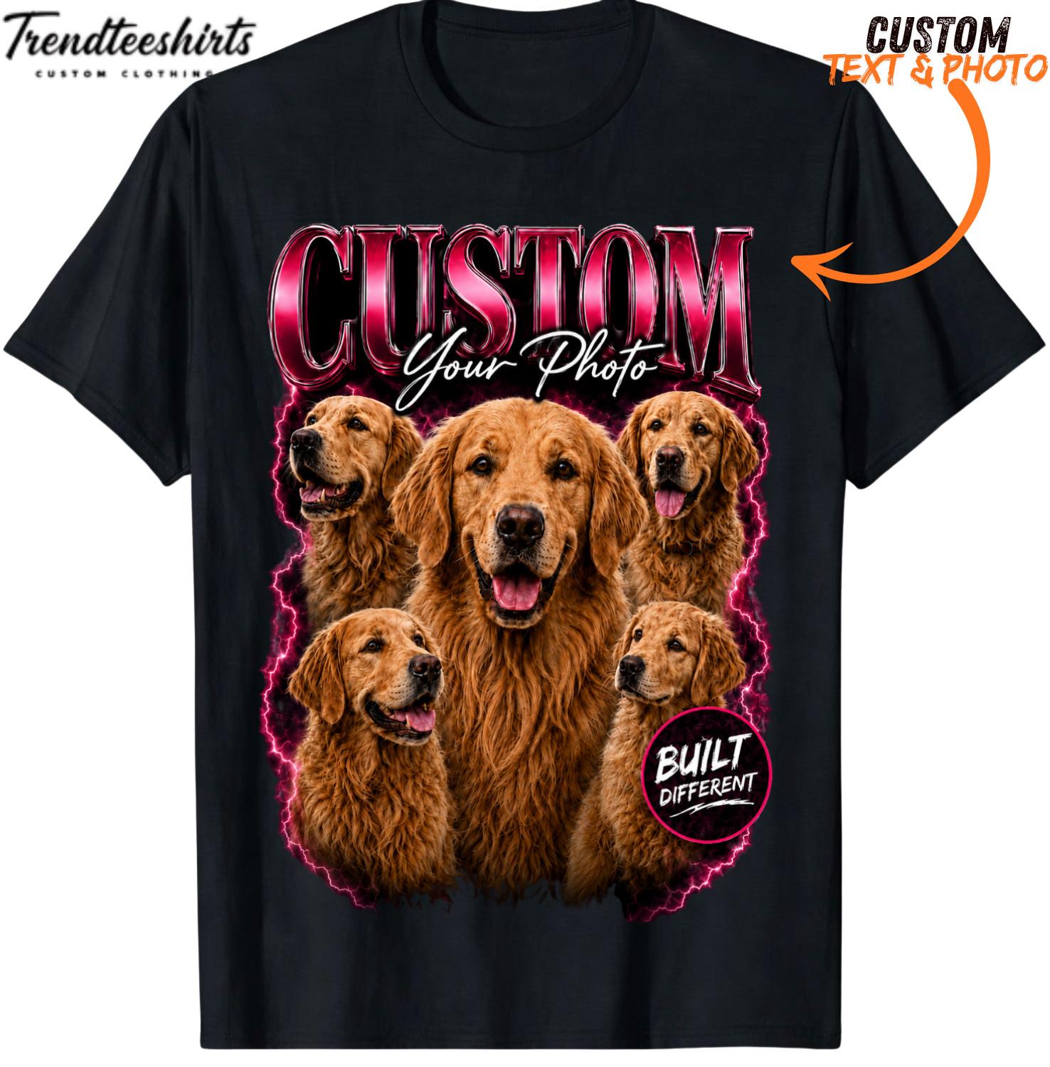 Custom Dog Cat Photo Text T-Shirt Personalized Birthday Date Pet Gift S разноцветный