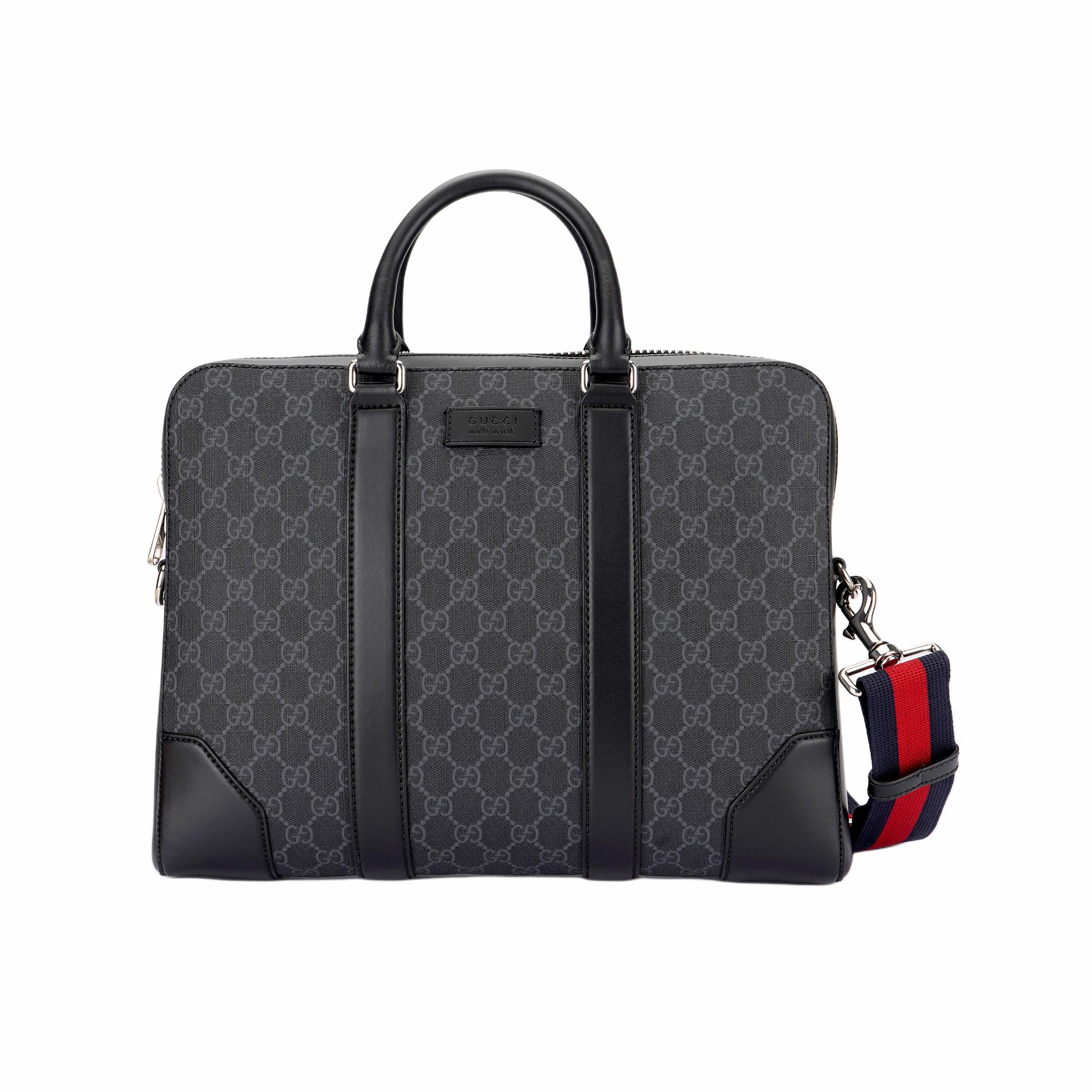 GUCCI Canvas With Leather Briefcase, Shoulder