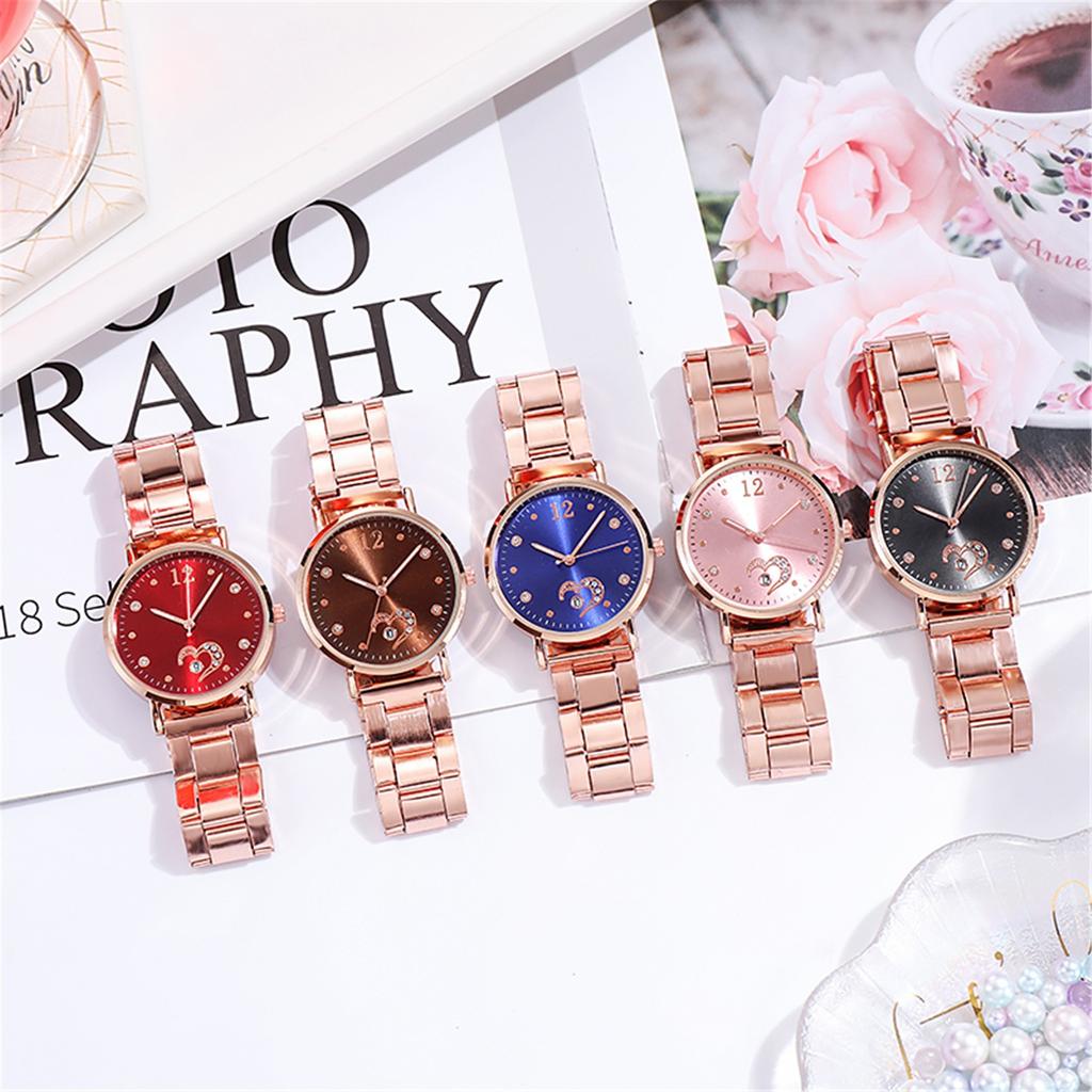 Ladies Temperament Luminous Steel Band Glass Alloy Quartz Watch