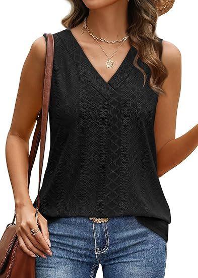 

European Style Solid Color V-Neck Loose Fit Tank Women T-Shirt S чёрный