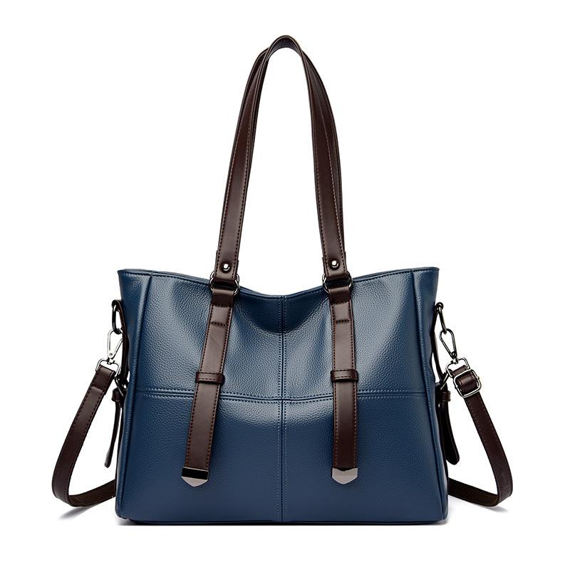 Large Capacity Retro Tote Bag Solid Color Casual Women's Shoulder Bag Mother Bag