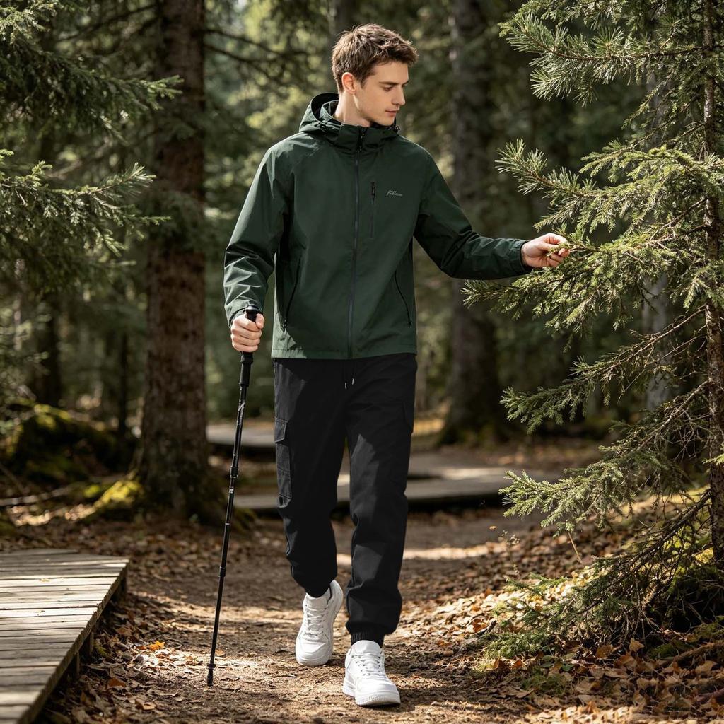 Men's Cargo Pants with Multi-Pockets, Drawstring Waist and Elastic Cuffs - Color Casual Work Pants